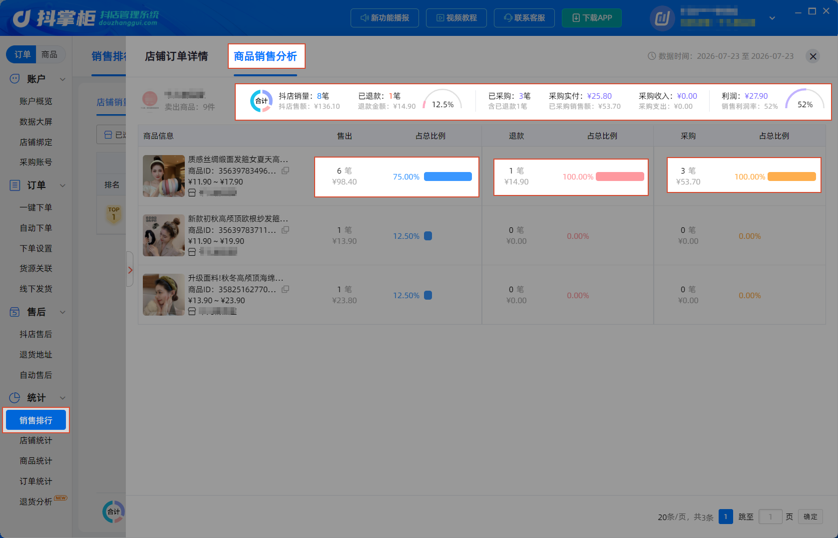 销售排行商品